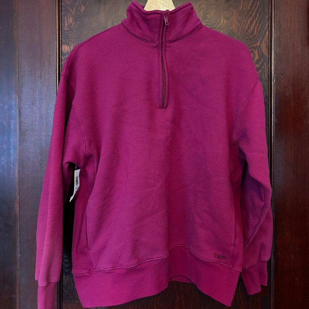 Aritzia TNA 1/4 Zip Sweatshirt - raspberry - S